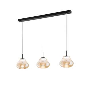 LED závesné svietidlo Deva, 3-pl., 115 cm, jantárové, CCT, stmievateľné