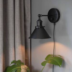 PR Home Nástenné svetlo Anton s konektorom, 18 cm, stmievač, čierne