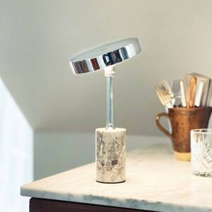 Dyberg Larsen Stolová LED lampa Starlight, chróm/sivá